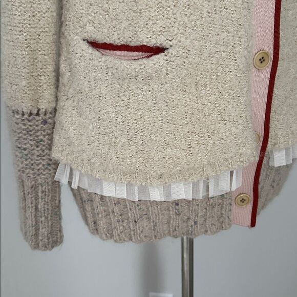 Charlie & Robin Anthropologie Wool Blend Romantic Boho Tiered Tulle Cardigan  M - Picture 6 of 13